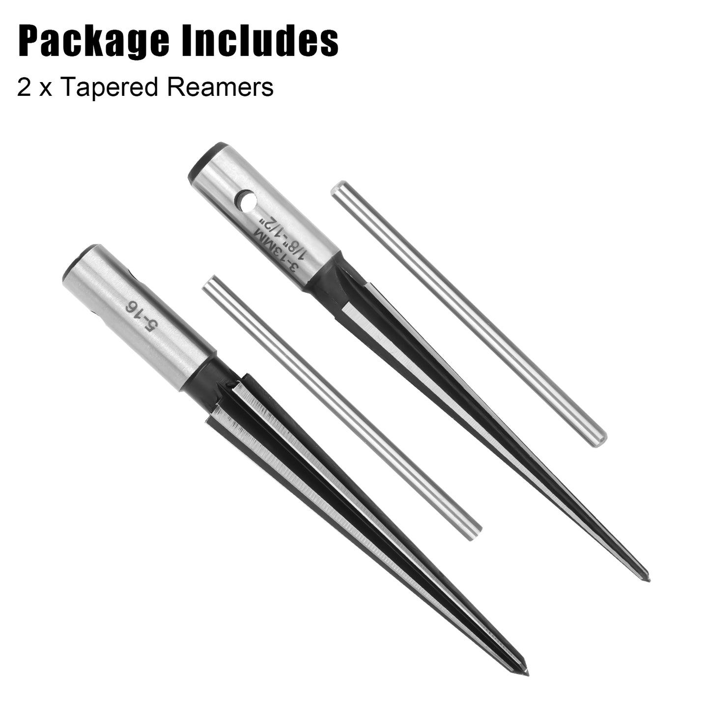 2pcs T Handle Tapered Reamer Set - (1/8 "-1/2 ")3-13mm and (3/16"-5/8" )5-16mm Bridge Pin Hole Hand Reamers,Detachable Metal Taper Reamer Tool,Ideal for reaming holes in metal sheets and plastic