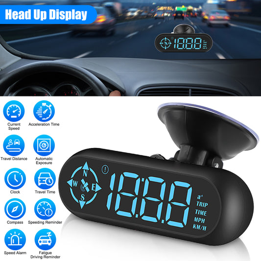 GPS Speedometer HUD - 7 Color Digital Speed Meter with Head-Up Display for All Vehicles, USB Plug & Play