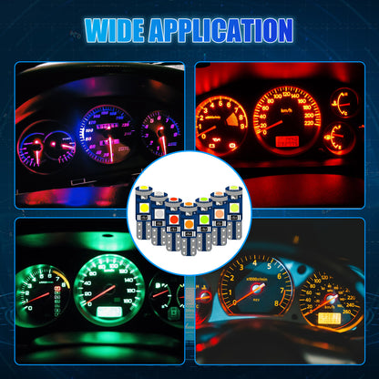 20Pcs T5 SMD-3030 LED Bulbs Dashboard Lights with Sockets Included - Ultra-Bright, Low Power Consumption, Easy Installation，For side markers,speedometer lights, instrument cluster, gauge bulbs etc (Blue)