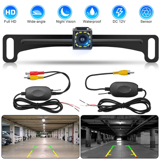 Car Wireless Rear View Reverse Parking Camera - Fits all RCA video connections,HD Image, Night Vision, Easy Installation,12 super bright LED,Perfect for Safe Reversing Day or Night