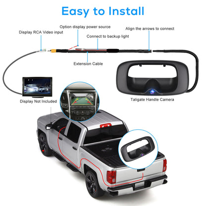 15228539 Rear Tailgate Handle Backup Camera - Car Rear View Back Up Camera，Rear Liftgate Latch Handle with Camera Compatible for Chevrolet Silverado GMC