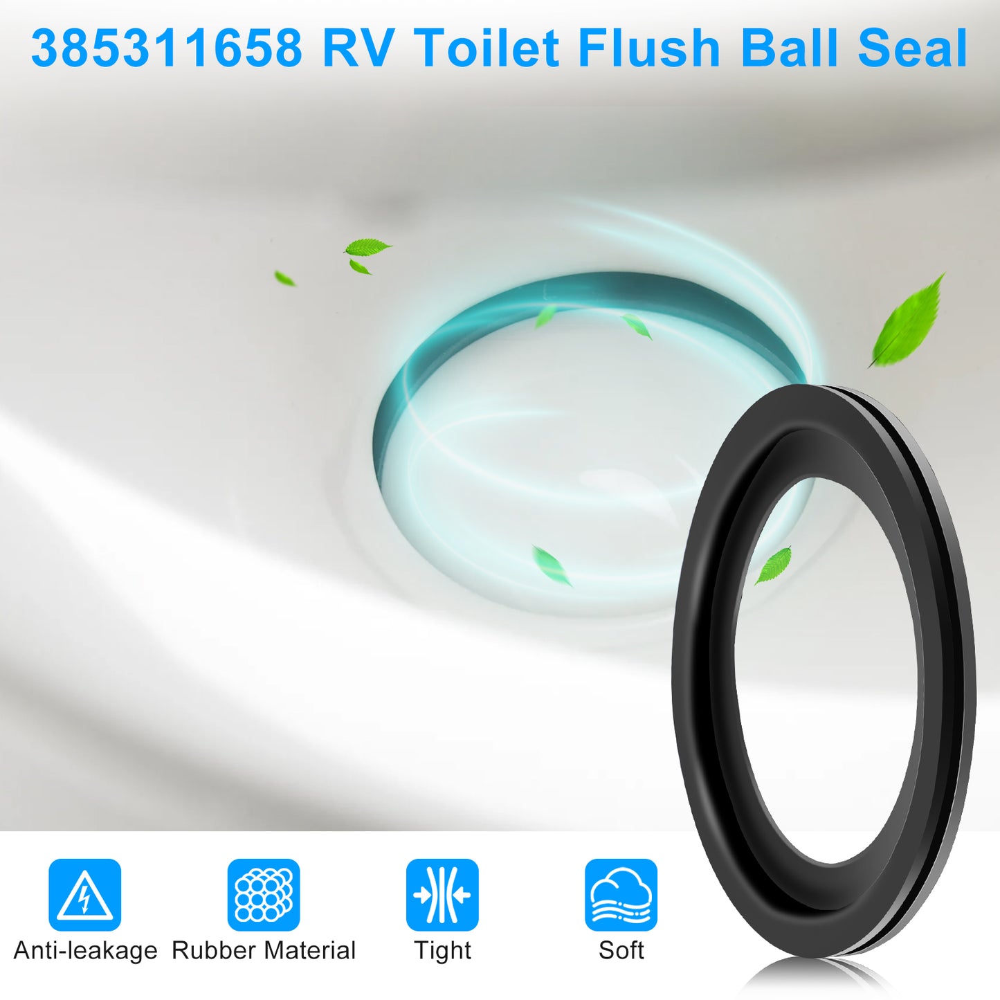 385311641 RV Toilet Water Valve Kit - With 385311658 Flush Ball Seal Replacement,for Dometic Sealand Toilets Series 300, 310, 320 RV, camper, and trailer