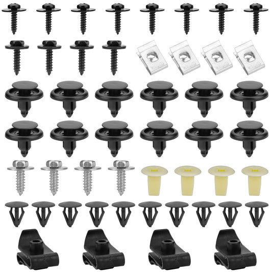 50Pcs Premium Metal & Plastic Fasteners - Corrosion Resistant Clips for Bumpers, Fenders, Motor Shields, Splash Plates,Compatible with Most Toyota and Lexus Models, Easy Installation