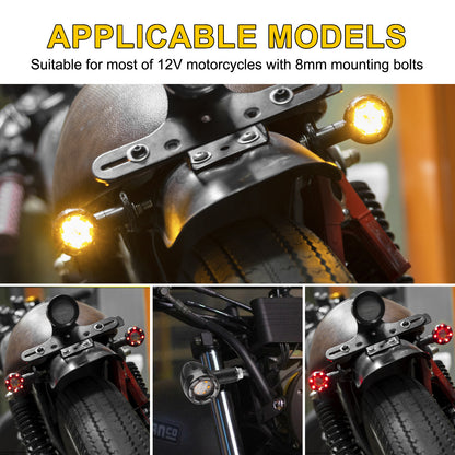 4Pcs Universal Motorcycle LED Turn Signals Blinker Light - Rear Turn Signal Brake Lights Indicator,Motorcycle Bike LED Stop Light Blinker Light Indicator Bulbs