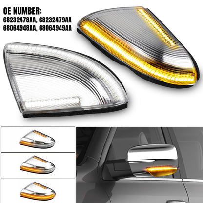 Dual Color LED Side Mirror Marker Signal Lights - Sequential Amber Turn Signals & Running Lights - Compatible with Dodge RAM 1500, 2500, 3500 (2009-2021)