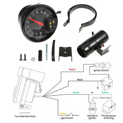 5 inch 7 Color LED Backlit Tachometer Gauge - 0-11000 RPM,Adjustable Shift Light, Compatible with 4/6/8-Cylinder Engines