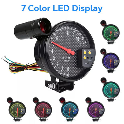 5 inch 7 Color LED Backlit Tachometer Gauge - 0-11000 RPM,Adjustable Shift Light, Compatible with 4/6/8-Cylinder Engines