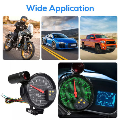 5 inch 7 Color LED Backlit Tachometer Gauge - 0-11000 RPM,Adjustable Shift Light, Compatible with 4/6/8-Cylinder Engines