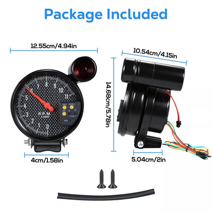 5 inch 7 Color LED Backlit Tachometer Gauge - 0-11000 RPM,Adjustable Shift Light, Compatible with 4/6/8-Cylinder Engines