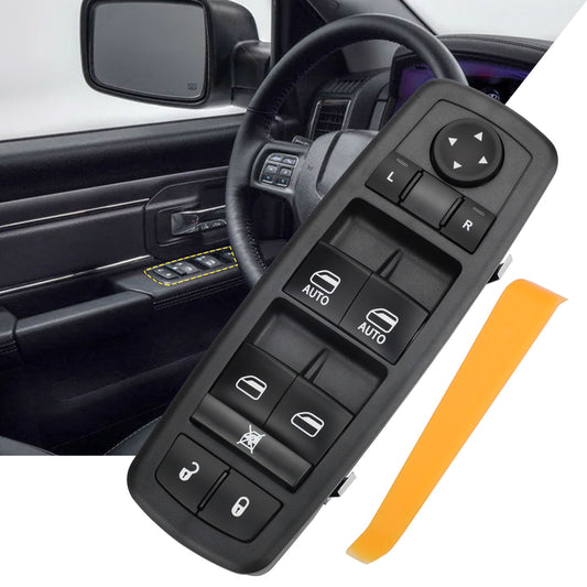 Front Left Driver-Side Power Window Master Switch - 9+3 Pins, , Easy Installation - Replaces 4602863AB, 4602863AC, 4602863AD, DWS1386 ,Compatible with 2009-2012 Dodge Ram 1500/2500/3500 Quad & Crew Cab