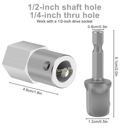 Stainless Steel Top Wind Trailer Jack Crank Handle Cordless Drill Adapter Kit - with 1/2 Inch Socket Adapter Bit