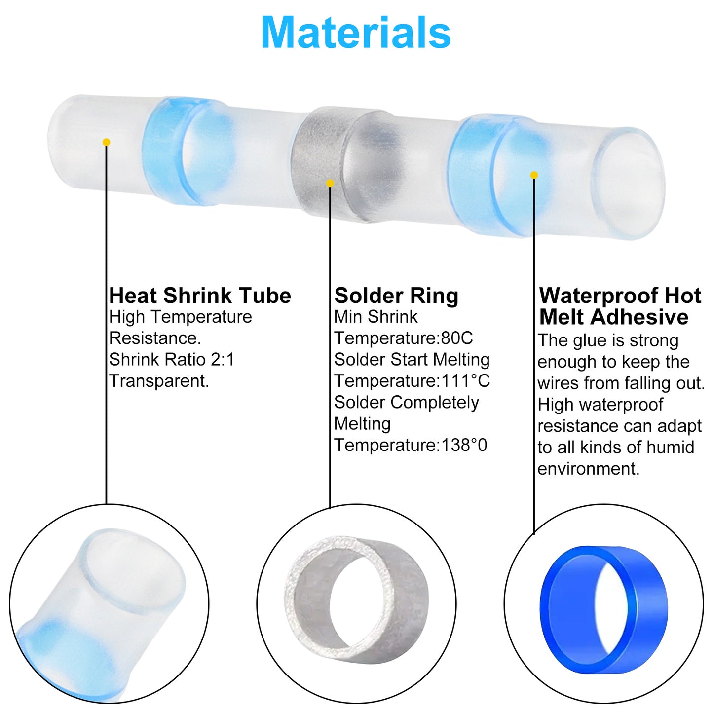 400PCS Solder Seal Wire Connectors - Heat-shrink Tubing Terminals Insulated Waterproof Solder Sleeve Tube Electrical Wire Butt Connectors with box