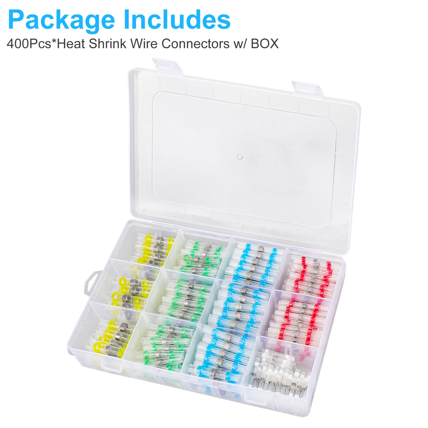 400PCS Solder Seal Wire Connectors - Heat-shrink Tubing Terminals Insulated Waterproof Solder Sleeve Tube Electrical Wire Butt Connectors with box