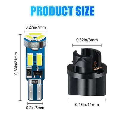 10pcs Car T5 LED Instrument Panel Light Bulbs - 7-SMD 4014 Chipset, High Brightness,  Replacement for T5 17 18 27 37 58 70 73 74 79 85 86 2721 PC74 PC37 PC118,Includes Sockets（Red）