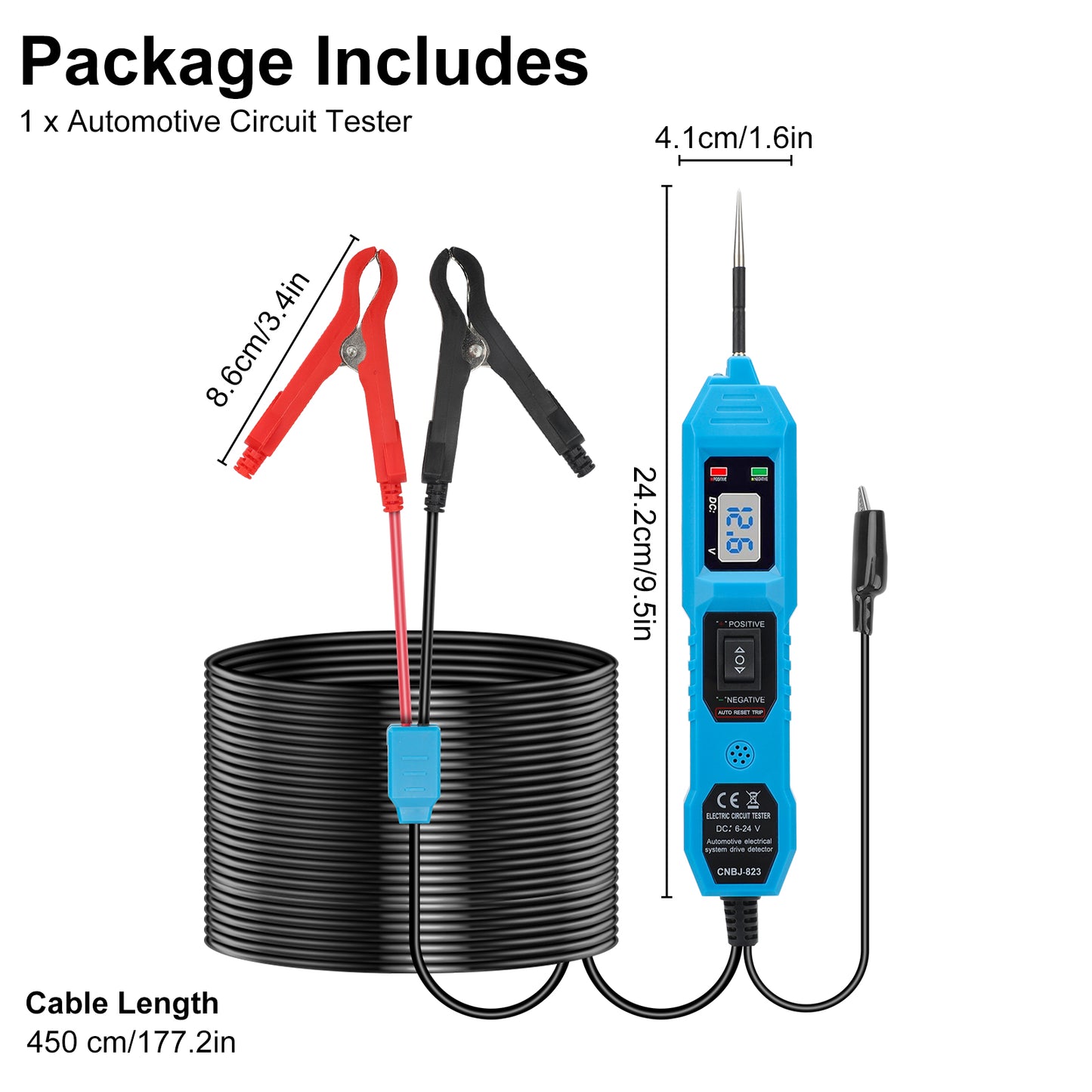 Multifunctional Car Circuit Tester, 3.5-36V AC/DC Digital Automotive Power Tester, Electrical System Tool with Built-in Flashlight, Continuity/Trailer Lights Testing, Short Circuit Finder