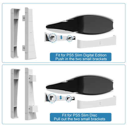 For PS5 Slim Ultra-Stable Horizontal Stand - Compatible with Disc & Digital Editions, White ABS Anti-Slip Base with Superior Heat Dissipation (White)