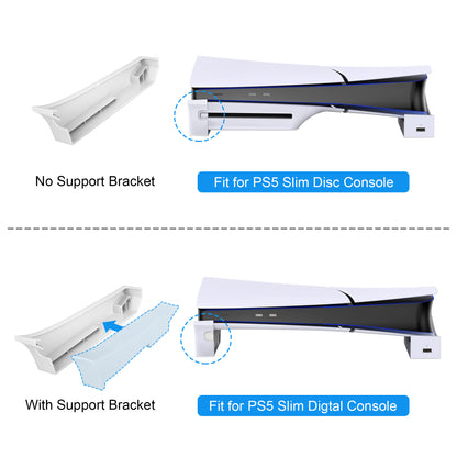 Horizontal Stand for PS5 Slim with 4 Port USB Hub - Stable Base for Playstation 5 Slim Disc & Digital Edition, Space-Saving Controller Charging Holder