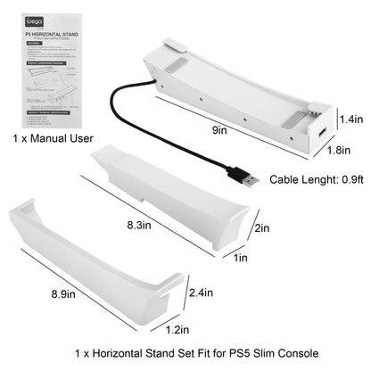 Horizontal Stand for PS5 Slim with 4 Port USB Hub - Stable Base for Playstation 5 Slim Disc & Digital Edition, Space-Saving Controller Charging Holder