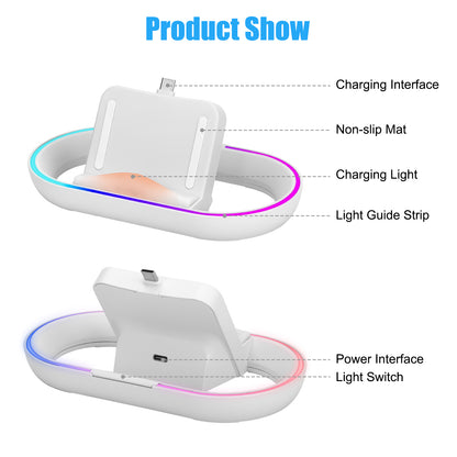 Charging Dock Station for Playstation Portal - 14 RGB Light Modes,Safe Charging with Overcharge Protection, Handheld Stand Holder for Playstation Portal