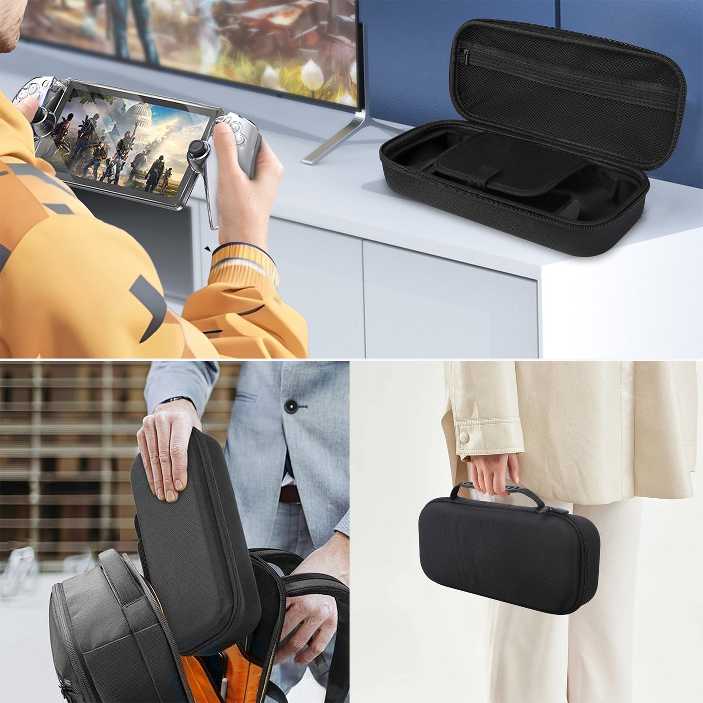 4 in 1 Accessories Set Compatible with PlayStation Portal - Carrying Case and Silicone Protective Cover with 2Pcs Screen Protector, Ps Portal Accessories