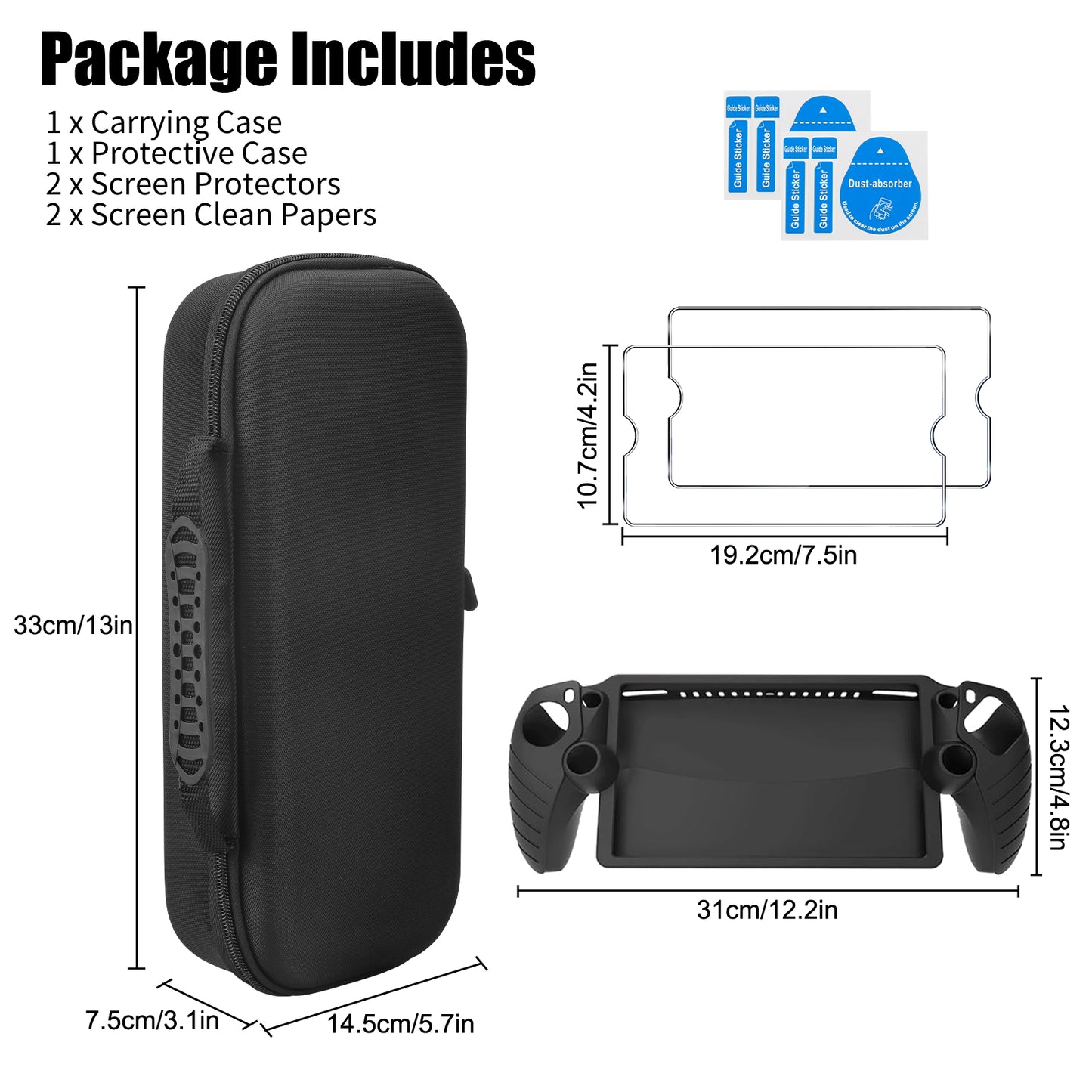 4 in 1 Accessories Set Compatible with PlayStation Portal - Carrying Case and Silicone Protective Cover with 2Pcs Screen Protector, Ps Portal Accessories