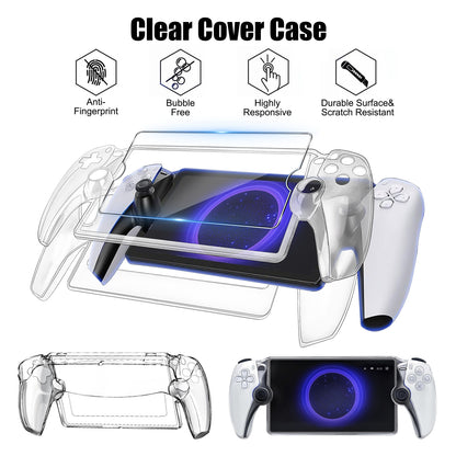 6-in-1 Accessories Bundle for Playstation Portal - Carrying Case and Hard PC Clear Cover Case with with Tempered Glass Screen Protector,Protective Case and Hard Shell Portable Travel Handbag for Ps Portal