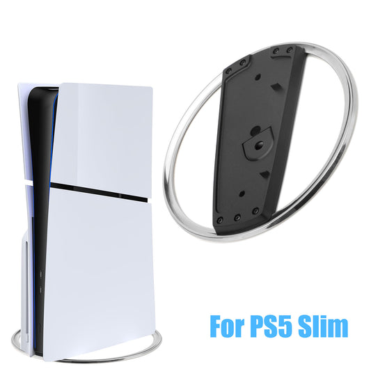 Vertical Stand for PS5/PS5 Slim Consoles Non-Slip Base Mount, Stylish and Organized Silver & Black Design