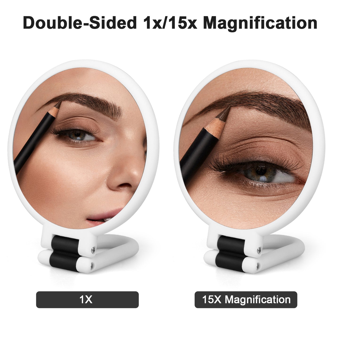 15X Magnifying Handheld Mirror - Portable Travel Folding Hand Held Mirror,Vanity Mirror Double Sided Makeup Mirror for Girl Women