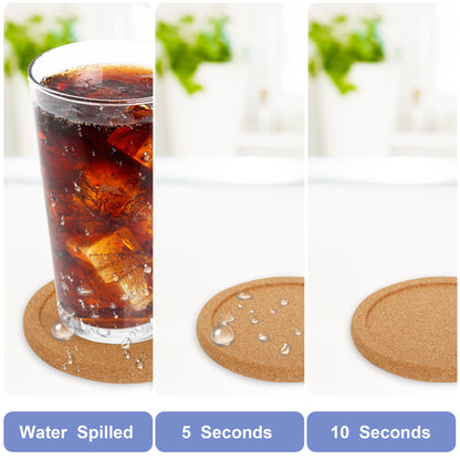 6 Pcs Round Cork Coasters - Cork Drink Coasters for  Heat Resistance and Tabletop Protection