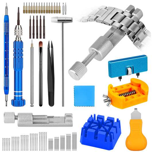 74 Pcs Watch Repair Tool Kit - for Watch Battery Replacement & Watch Link Removal and Resizing & Watch Opener, Watch Repair Screwdriver Set, Watch Wrench Back Remover, Watch Cleaning, Spring Bar Tool