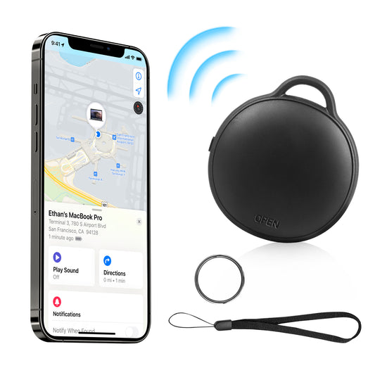 MVTAG Waterproof Bluetooth Tracker and Item Locator - Compatible with iOS Find My App - Replaceable Battery,Ideal for Keys, Bags, and Personal Items (Black)