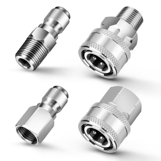 3/8" Quick Connector Pressure Washer Adapters - Stainless Steel Connect Fittings set ideal solution for anyone looking to enhance their cleaning efficiency with a reliable and high-quality quick-connect system