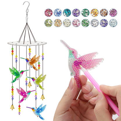 Hummingbird Diamond Painting Wind Chimes - 5D Suncatcher Wind Chime,Diamond Art Kits Hummingbird DIY Sun Catchers Hanging Ornaments,for Home Yard Garden Decor