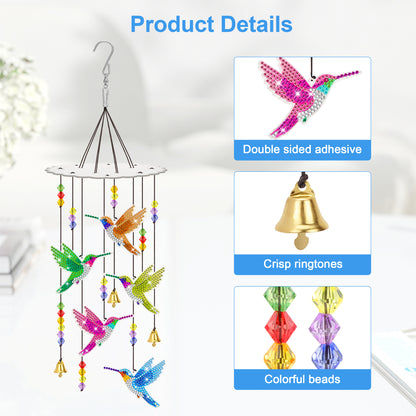 Hummingbird Diamond Painting Wind Chimes - 5D Suncatcher Wind Chime,Diamond Art Kits Hummingbird DIY Sun Catchers Hanging Ornaments,for Home Yard Garden Decor