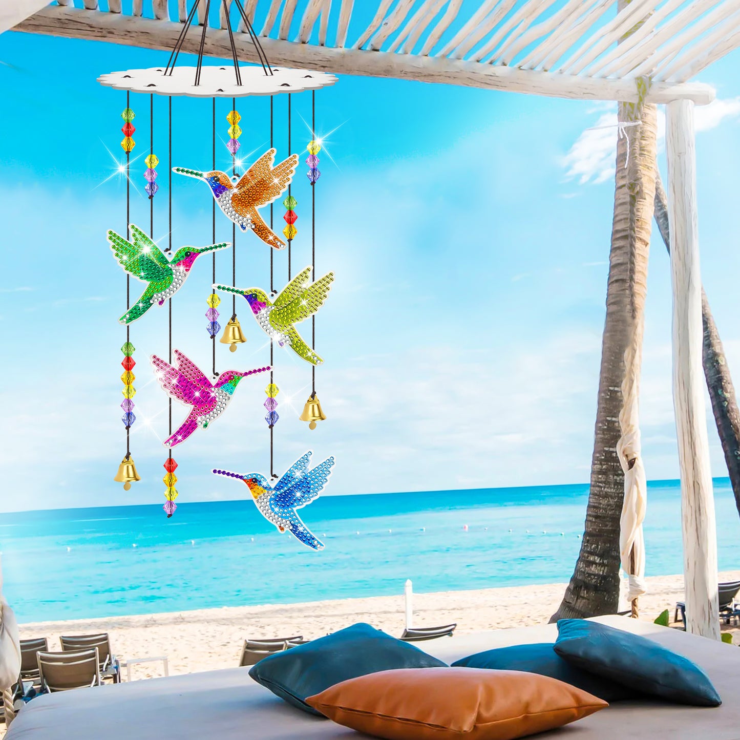 Hummingbird Diamond Painting Wind Chimes - 5D Suncatcher Wind Chime,Diamond Art Kits Hummingbird DIY Sun Catchers Hanging Ornaments,for Home Yard Garden Decor