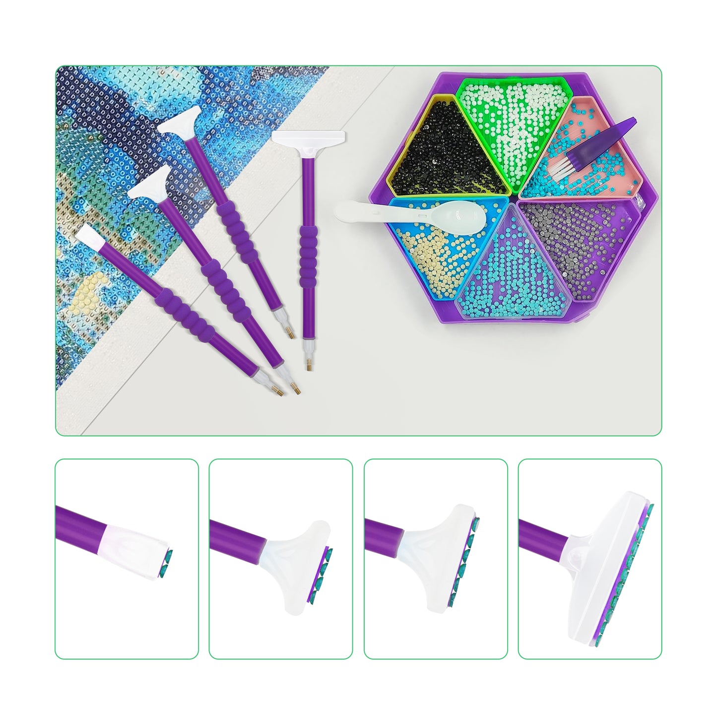 55Pcs DIY Diamond Painting Tray Set - Diamond Beads Storage Box, DIY Diamond Art Painting Pen Tools Nail Art Dotting Tools Brush Spoon Diamond Art DIY Craft Pen Accessories