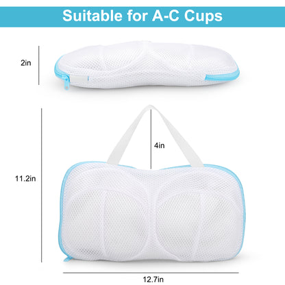 4Pcs Bra Washing Machine Bag – Protect and Extend the Life of Your Bras with Anti-Rust Zipper and Honeycomb Mesh (Gray and Blue)