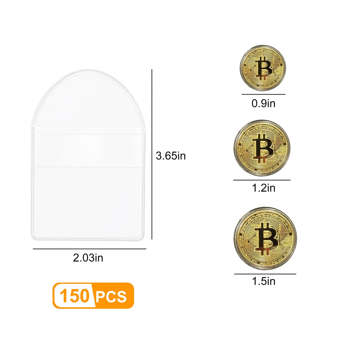 150 Pcs Single Pocket Coin Sleeves - Clear PVC Holders for Coins, Tokens, and Jewelry