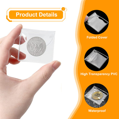 150 Pcs Single Pocket Coin Sleeves - Clear PVC Holders for Coins, Tokens, and Jewelry