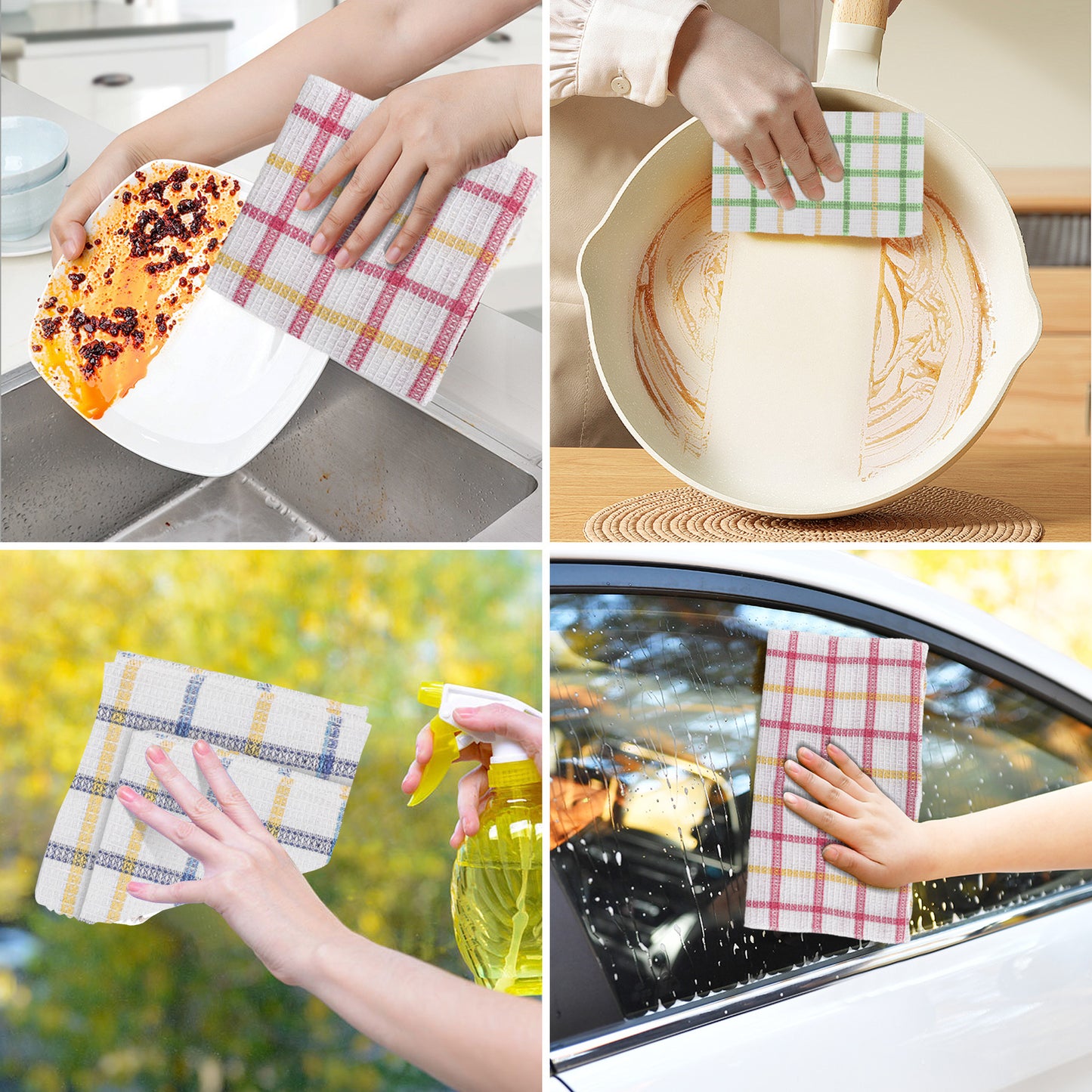 12 Pcs Cotton Dishcloths - Ultra Soft, Fast Drying, and Absorbent Kitchen Dish Towels, 13"x13"