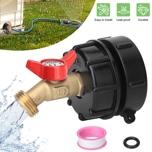 275-330 Gallon IBC Tote Tank Adapter - 2.44" Fine Thread Adapter,IBC Tote Fittings 1/2" Male NPT Inlet ×3/4" Male GHT Threaded, Garden Hose Connector Replace Valve Parts,IBC Water Tank Fitting