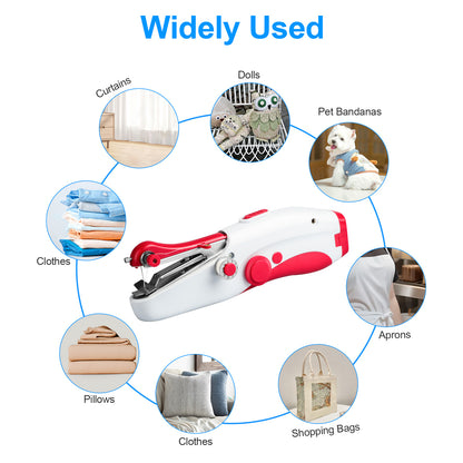 27 Pcs Handheld Sewing Machine Kit - Mini Portable Electric Sewing Machine for Beginners & Adults – Fast Stitch for Clothes, Fabrics, Curtains, DIY Home & Travel