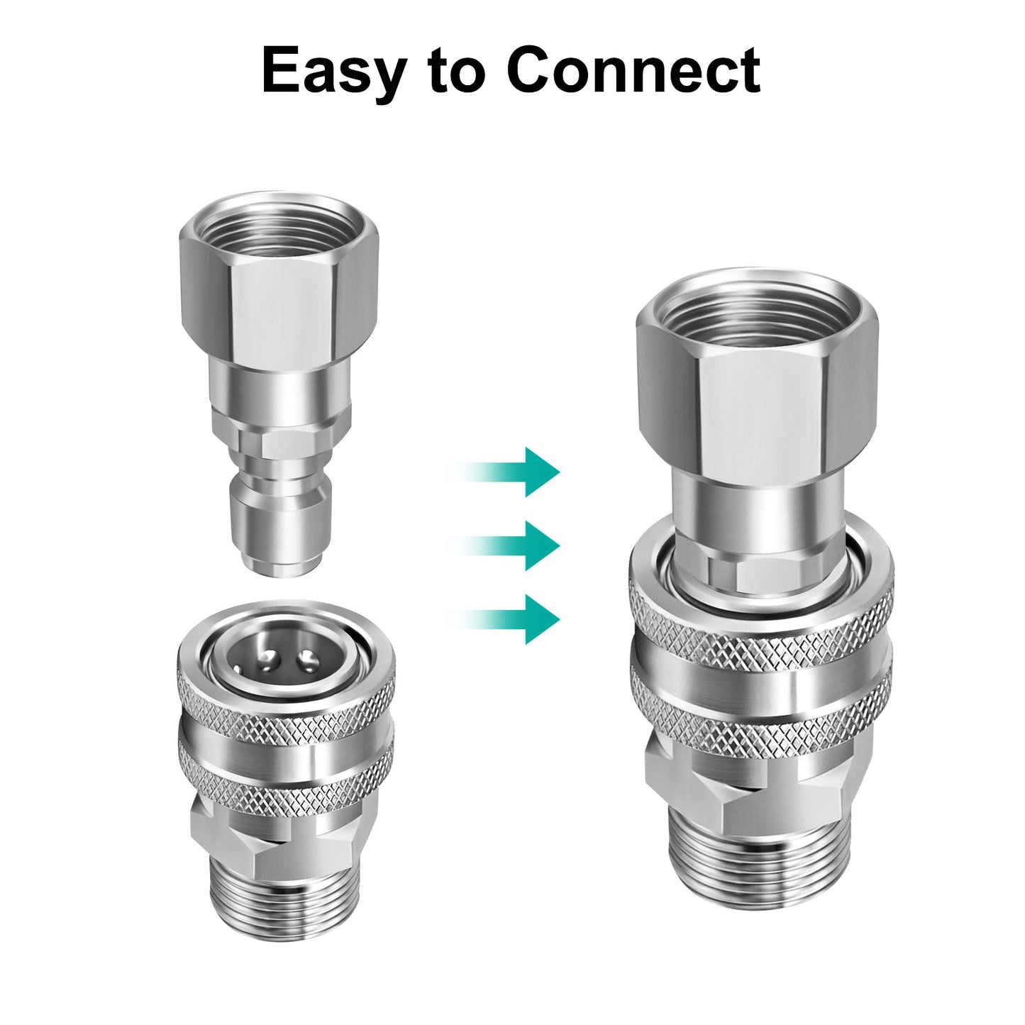 4 Pcs Pressure Washer Swivel Adapter Set, Stainless Steel M22 14mm to 3/8 Inch Quick Connect, 5000 PSI