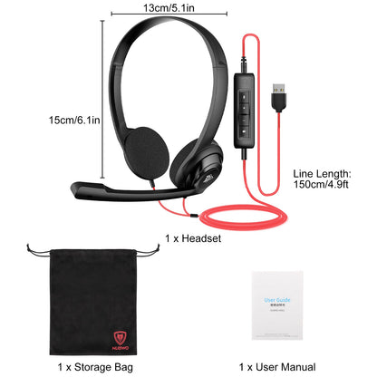 USB C/3.5mm Jack Wired On-Ear Headset - with Detachable Noise Canceling Microphone and Inline Controls Universal Connectivity for PC, Mac, Smart Devices