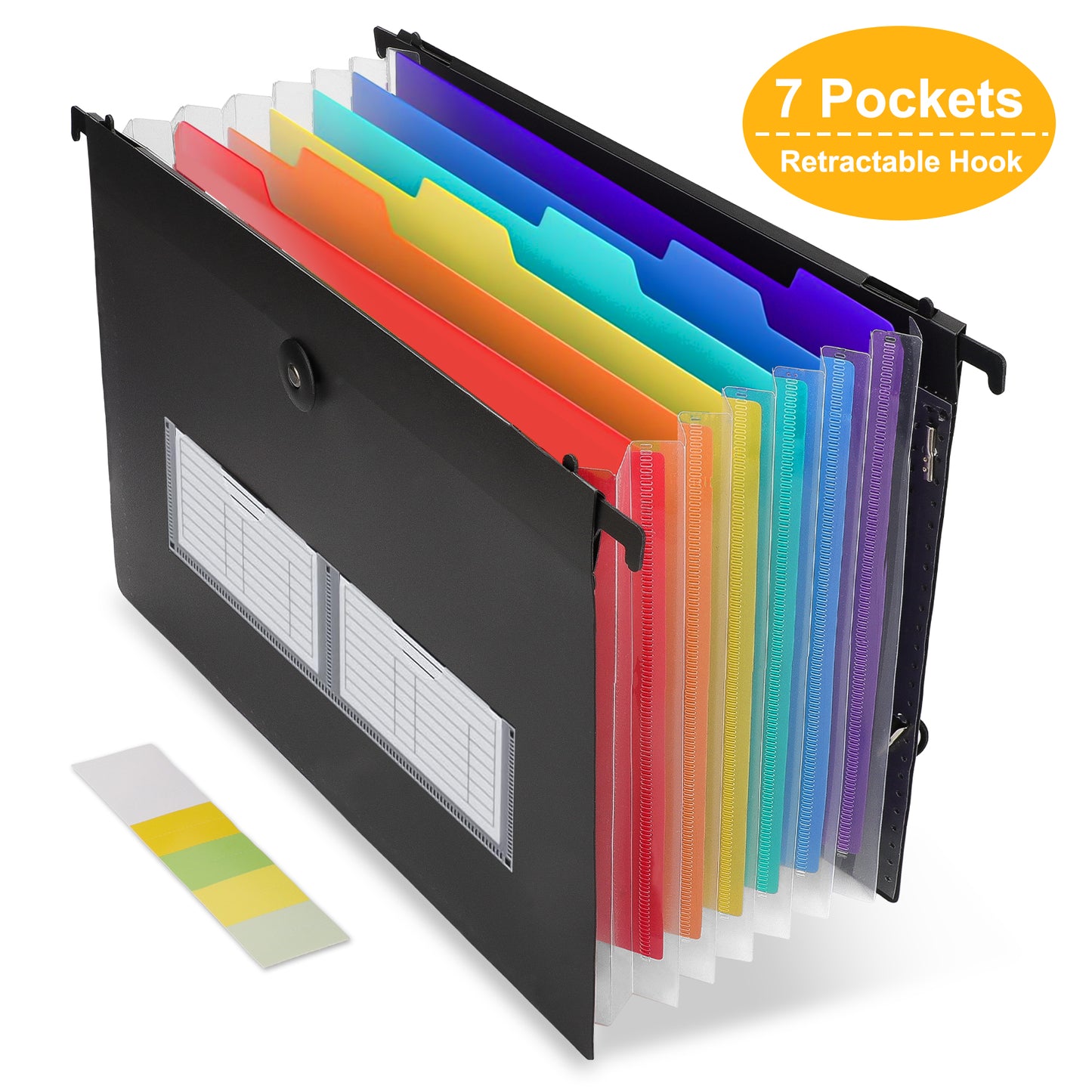 7 Pockets File Organizer Expanding File Folder - Expanding Hanging File Folder with Labels,A4 Letter Size Paper Document Receipt Folder for Classroom,Home,Office