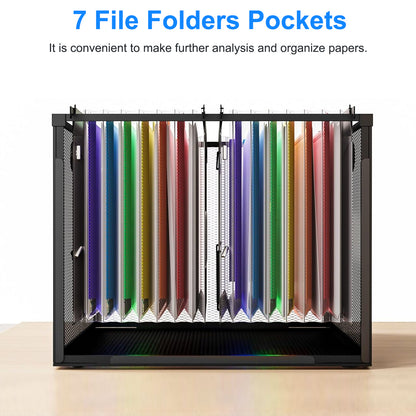 7 Pockets File Organizer Expanding File Folder - Expanding Hanging File Folder with Labels,A4 Letter Size Paper Document Receipt Folder for Classroom,Home,Office
