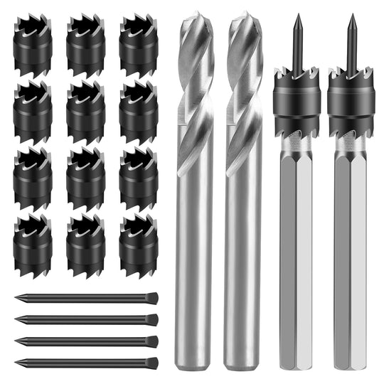 20 Pcs Double Sided Rotary Spot Weld Cutter Drill Bit Kit - Spot Weld Cutter Set High-Speed Steel 3/8" Drill Bits for Efficient Metal Separation