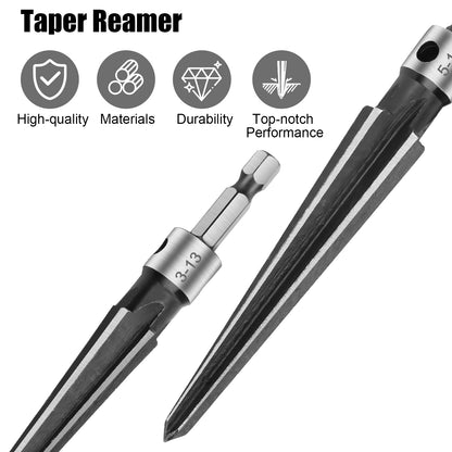 2Pcs Tapered Reamer Set - Detachable T-Handle,Compatible with Power Tools,1/8"-1/2" (3-13mm) & 3-16''-5/8'' (5-16mm),Precision Hole Enlargement for Metal, Wood, and Plastic
