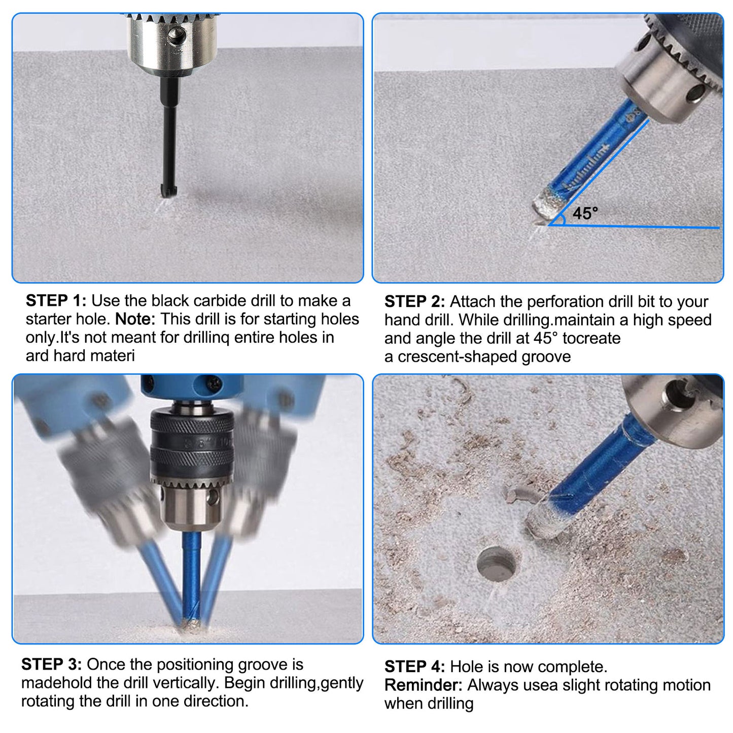 6Pcs Diamond Drill Bits Set for Porcelain - Precision Drilling for Porcelain Tile, Ceramic Drill Bits for Glass Hard Materials, Ceramic