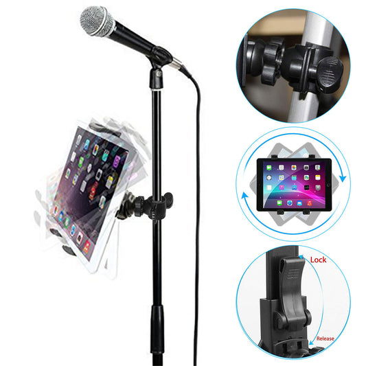 Music Microphone Stand Tablet Holder Mount, 360 Degree Swivel Adjust Holder for 7-10.8" Tablet iPad Air 5 4 3 2 SamsungTab